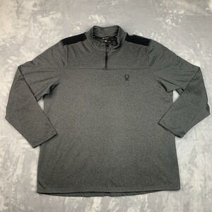 SPYDER Active Mens XL 1/4 Quarter Zip Pullover Sweater Heather Gray